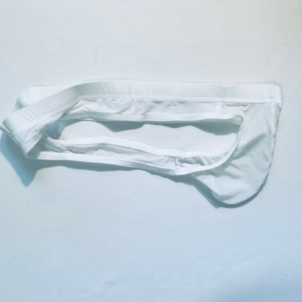 JOCKMAIL   Waist 28-31"s Nylon Blend Semi Sheer T-Back Thong - White - PouchJOC - Picture 8 of 11